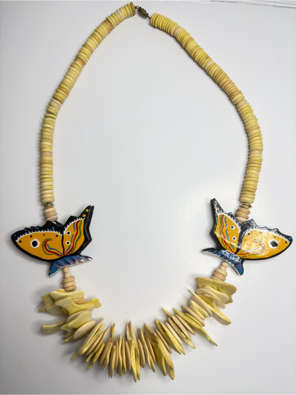 Handmade Yellow Butterfly Shell Necklace